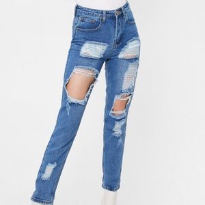 Nasty Gal Distressed Mom Jeans